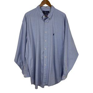 Ralph Lauren Yarmouth 100% Cotton Pinpoint Oxford Light Blue 17.5-34 Business